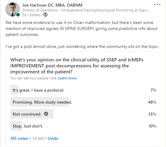 LinkedIn Poll neuromonitoring changes
